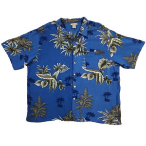 ISLANDER Blue & Tan Vacation Button-Up Shirt